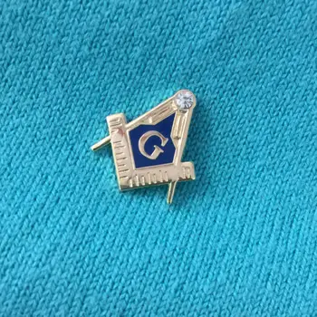 50pcs 18mm Inaltime Albastru Lodge Ambreiaj spate Pătrat și Busola cu G Stras gratuit zidari ace Masonice Francmason Pin Rever insigna