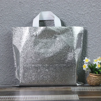 50pcs/lot 35x25cm 4 dimensiuni culori de argint Cadou tote sac de ambalare cu buclă de mână, geantă de mână, ambalare pentru cadouri, îmbrăcăminte,geantă de cumpărături