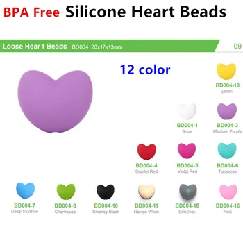 50pcs/lot BPA Gratuit Vrac Silicon Inima Margele de Calitate Alimentară Dentitie Margele Pentru DIY Silicon Copil Suzeta Teether Coliere