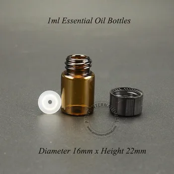 50pcs/lot Promovare de Înaltă Calitate 1ml Mini-Flacon Picurător din Sticlă brună Gol Profitabilă Eșantion Flacon de unică folosință de Ulei Esențial Borcan
