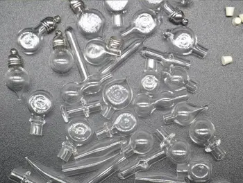 50pcs/lot transparent Flacon de sticlă Pandantiv 5mm metal capac de cauciuc plug farmec sticlă de ulei in miniatura cadouri flacoane diy terariu