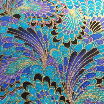 50x140cm Superba Albastru Peacock Pene de Aur Pentru Imprimat Bumbac Pentru DIY Cusut de lenjerie de Pat Quilting Îmbrăcăminte