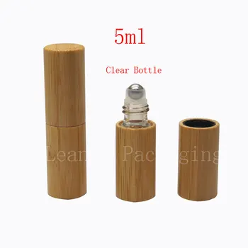 5ml X 20 bambus roll-on cu parfum flacon de sticlă de 5 ml eyecream container cu role ,loțiune cosmetice flacoane pentru parfumuri, ulei esential