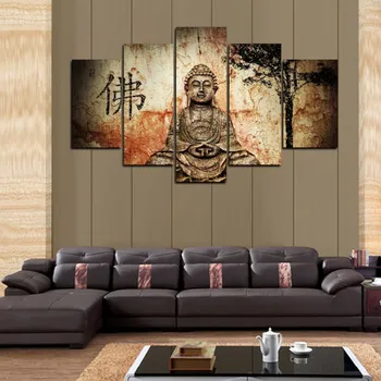 5Panel HD Print Modern Zen Buddha de Perete de Arta Feng Shui Pictura in Ulei Pe Panza Abstract Perete Picute Poster pentru Camera de zi Cuadros