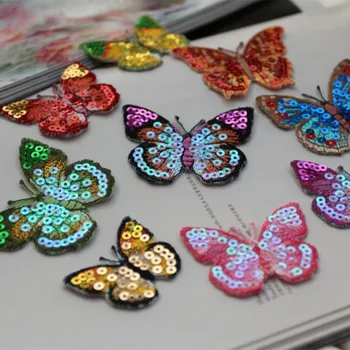 5PCS/lot Sequin Fluture patch-uri Brodate fier pe Aplicatiile de broderie Îmbrăcăminte DIY accesorii