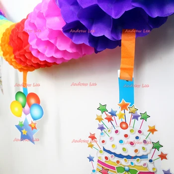 5pcs/lot Zi pentru Copii Petrecere Ghirlanda de Hârtie 3m Creativ Distractiv de Colorat de Flori Agățat Tort Card Pentru Petrecere de Aniversare pentru Copii Decor