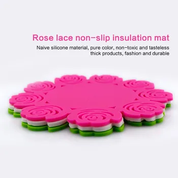 5Pcs/Set Rose Cupa Placa Rogojini Silicon Masa Placemats Coaster Băuturi Tablemat Bucatarie Bar Cana Placemats Coaster Oală Tampoane