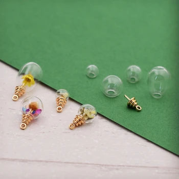 5set mini minge glob de sticlă cu 24k placate cu capac margele bijuterii constatările farmece sticlă flacon de sticlă pandantiv