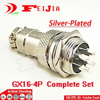 5set/pachet 4 Pin 16mm [placate cu Argint] Tip Conector Panou kit GX16-4P Soclu+Plug,RS765 Aviației plug interfață de Cumpărături Gratuit
