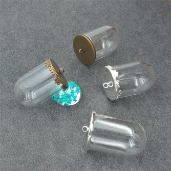 5sets/lot 30*20mm tub glob de sticlă cu baza concluziilor prezentate flacoane de sticlă pandantiv de sticlă accesorii bijuterii