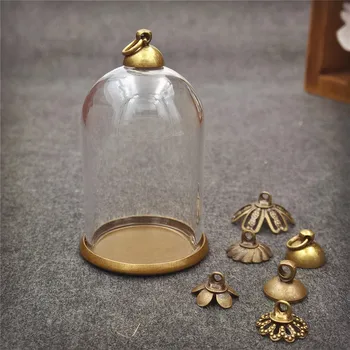 5sets/lot 38*25mm glob de sticlă bronz antic baza 8mm margele capac set pahar sticla flacon pandantiv colier pandantiv bijuterii găsirea