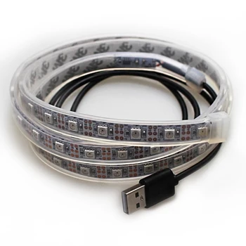 5V prin Cablu USB LED strip lumina lămpii SMD5050 WS2812 60leds 60ic 1m Crăciun Bandă Flexibilă cu led-uri Lumini TV de Fundal Iluminat