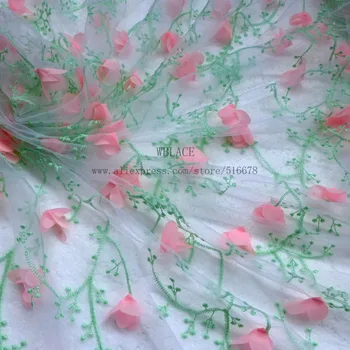 5yards/lot 3D Flori Tesatura Dantelă rochie de mireasa șifon tesatura dantela de seara lungi rochie de dantelă tesatura