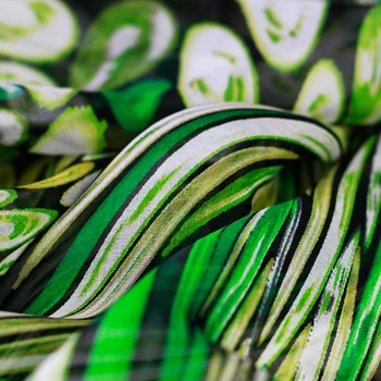 6momme 138cm latime verde abstract imprimat mătase de dud șifon vară rochie lunga tesatura de îmbrăcăminte de îmbrăcăminte Transport Gratuit