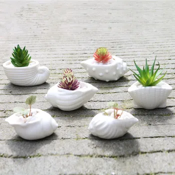 6Pcs/Set Mini Alb Ceramice, Ghivece de Flori Zakka Shell Decorative, Ghivece de Flori Simple Plante Suculente Ghivece Decor Peisaj