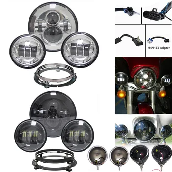7 inch Harley Daymaker LED-uri Faruri cu 4.5 Trece Lămpi pentru Harley Davidson Motociclete cu Inel Adaptor High low beam