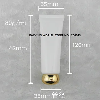 80ml alb tub moale pentru mildy se spală tub/unt/handcream tub/crema masca/crema de noapte tub de plastic de aur/argint abac capac