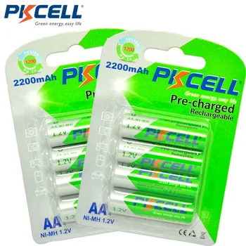 8pcs/2card PKCELL AA Baterii Reîncărcabile AA NiMH 1.2 V 2200 mah Ni-MH 2A Pre-încărcat Bateria Acumulatori pentru aparatul Foto