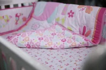 9 Pc Pătuț Copil Camera Copii, Dormitor Copii Set Nursery lenjerie de Pat Elefant Roz patut set de lenjerie de pat pentru copil nou-născut fete