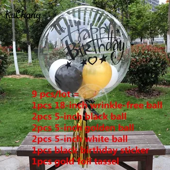 9pcs/lot de 18 inch Nu Rid Transparent Balon cu heliu+hârtie ciucure+la mulți ani Autocolant Copil Adult Cadou de Ziua de nastere partid Decor