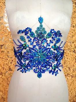 A89 35*22cm realizate manual albastru coase pe Pietre aplicatiile de cristale de patch-uri pentru rochie sus fusta centura