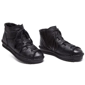 AARDIMI 2018 Femei Pantofi din Piele pentru femei Cizme pentru Femei Martins Vintage Dantela Sus Glezna Cizme pentru Femei Cizme Plate Botas Mujer