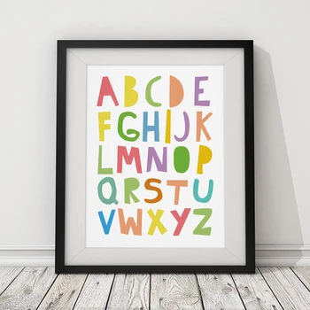 ABC Alfabete Panza Painring Mulit Culori Tipografie Pepinieră Poster de Imprimare Perete Imagini de Artă pentru Copii Baby Room Decor Fara Rama