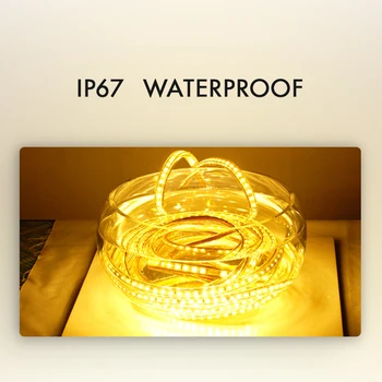 AC 220V led strip lumină 2835 rezistent la apa IP67, IP68 bandă led cu mufa de alimentare led-uri panglică frânghie alb cald albastru rosu verde galben