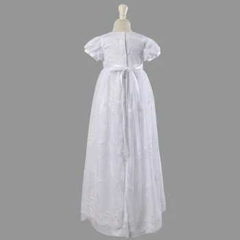 Agil nou-născuți haine Copii Fete Botez Rochii de Dantela Alba Brodata pentru sugari rochie de Botez vestido infantil Rochie