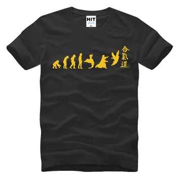 Aikido Evoluția Creatoare Noutate Imprimat Barbati Barbati tricouri tricou 2016 Nou Maneci Scurte O Gât Bumbac Tricou Tee