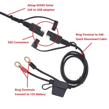 Aileap Terminal cu Inel pentru SAE Rapid Deconectați Cablul de Motociclete Baterie de 12V Conector de Ieșire (2 bucati)