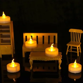 Alb cald Pâlpâie timp velas 12 piese, ,Mini Galben Fals Kaarsen, Mic LED Lumânări Pentru Decor Nunta