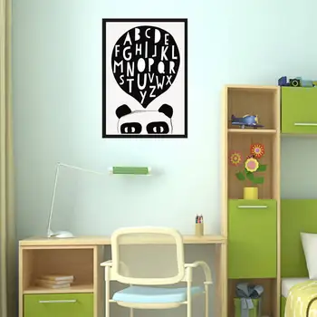 Alb și negru engleză panda alfabet poster panza pictura pe perete imagini pentru copii modelului cameră grădiniță decor fara rama