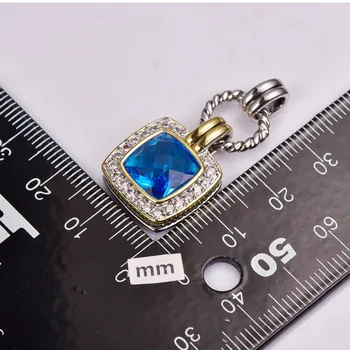 Albastru de Cristal Zircon Argint 925 Moda Pandantiv TE743