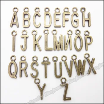Aliaj de litere brățară cu farmecele de Timbru Inițială O-Z singură Antice de argint tag alfabetul Pendent Farmec Bijuterii DIY