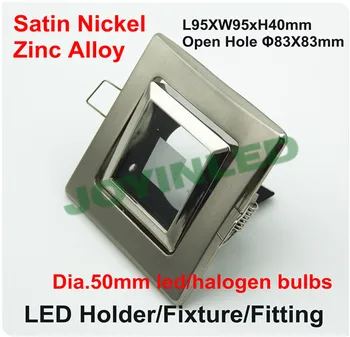 Aliaj de Zinc corp de iluminat Patrat diam.50mm GU5.3/MR16/GU10 LED bec halogen suport nichel satinat culoare lentile de sticlă transport gratuit