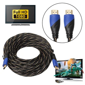 ALLOYSEED Nouă Împletitură Cablu HDMI Placat cu Aur, cu Conexiune V1.4 AV HD 1080P 3D pentru HDTV Xbox PS3 10m/15 Metri