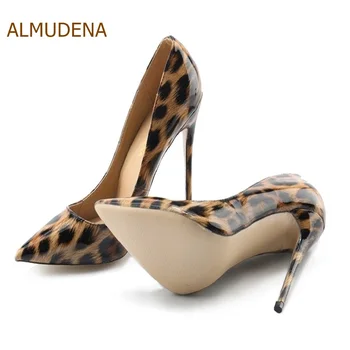 ALMUDENA Celebritate Brand de Lux Subțire Toc Pompe Leopard Imprimate Subliniat Toe Petrecere, Pantofi Nunta, Pantofi de Dropship Pompe