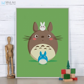 Anime Totoro Verde Miyazaki Ghibli Pop Film Poster A4 Cu Imprimeuri Din Desene Animate Film Mare Kawaii Panza Pictura Camera Copii Arta De Perete Cadouri