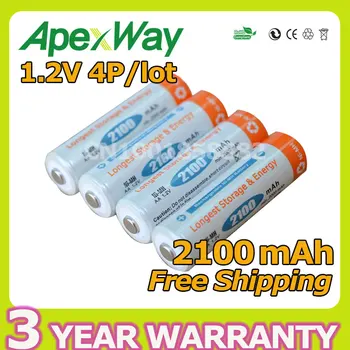 Apexway [Destul de Capacitate] 2100mAh AA NI-MH baterii 14500 4 BUC/lot baterie reîncărcabilă de 600 de ori utilizați Scăzut de auto-descărcare de gestiune