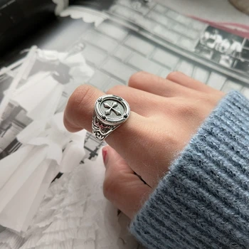 Argint 925 vintage crucea inele simple de personalitate face design vechi inele femei 2018 farmece bijuterii fine cadou de vacanță