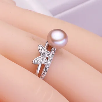 ASHIQI Argint 925 Inel Fluture Naturale de apă dulce pearl Inel pentru Femei Deschide Degetul Nunta Logodna bijuterii