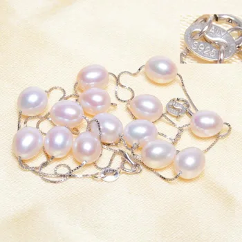 ASHIQI perle Naturale Argint 925 Seturi de Bijuterii Real de apă Dulce pearl Brățară Colier pentru femei Nou