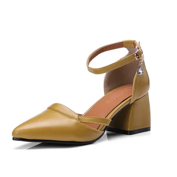 ASUMER negru bej subliniat toe catarama toc pătrat de primăvară pantofi de toamnă femeie pompe elegant doamnelor pantofi cu tocuri de dimensiunea 33-46
