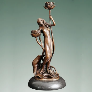 ATLIE bronz Lotus menajera sfeșnic sculptura sfeșnic centrala metal suport de lumanare decor acasă
