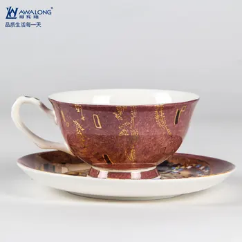 Austria picturi sărut pictura cafea Cesti&Farfurioare creative calitate bone china ceașcă de ceai set de după-Amiază cupa valul ceramice cadouri