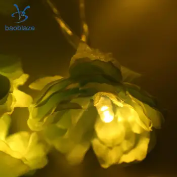 Baoblaze de Economisire a Energiei LED Verde/Bej Flori Șir Lumina Petrecere Benzi Lampa de Crăciun Dormitor Grădină Copac Patio Decor Alb Cald
