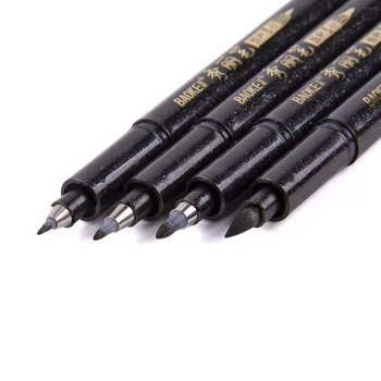 BAOKE Calitate 4buc-Negru Culoare Semnătură de Pix Stilou Caligrafie Multi Funcția de Scris, Stilou Art Markere Birou Școală de Artă