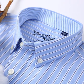 Barbati Carouri Verificat Oxford Cămașă Buton-jos cu Piept de Buzunar Smart Casual Clasic Contrast Slim fit Long Sleeve Dress Shirt