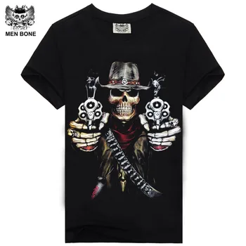 Barbati [os] Hot Bumbac T-shirt de sex Masculin Brand de Moda rock a pedepsi punk 3D skull Barbati Tricou strada poarte rece Camisa Tricouri XXXL